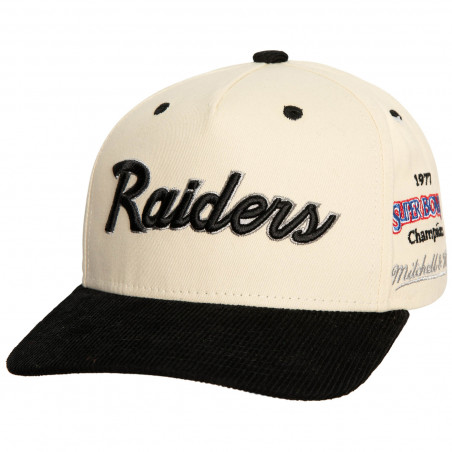 MITCHELL & NESS RAIDERS 3X SUPER BOWL CHAMPIONS TWO TONE PRO CROWN SCRIPT CAP