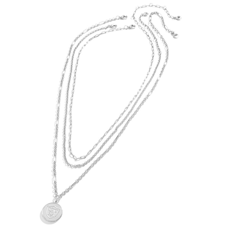 WEAR BY ERIN ANDREWS X BAUBLEBAR WOMENS RAIDERS LAYERED SHIELD NECKLACE