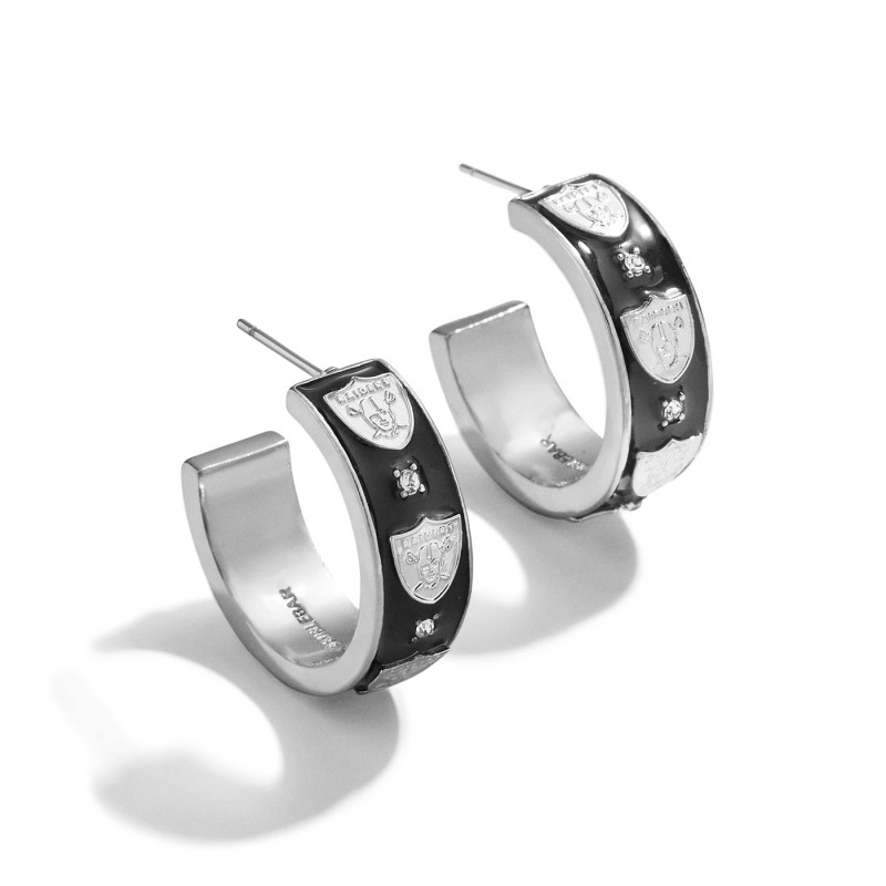 WEAR BY ERIN ANDREWS X BAUBLEBAR WOMENS RAIDERS ENAMEL HOOP EARRINGS
