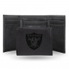 RAIDERS LASER ENGRAVED BLACK TRI-FOLD WALLET