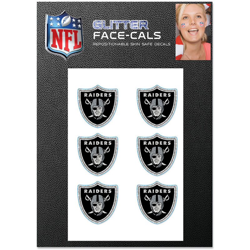 LAS VEGAS RAIDERS GLITTER TATTOO 6 PACK