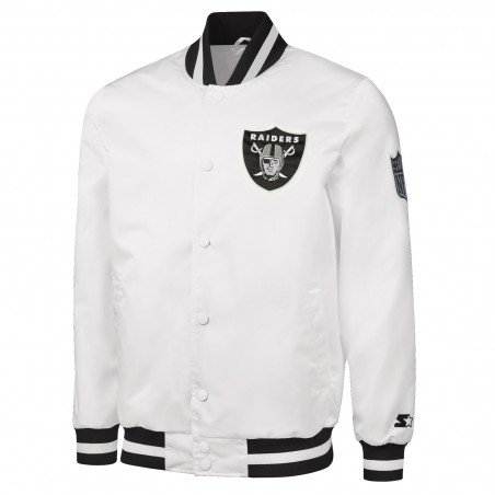 STARTER RAIDERS WHITE SHIELD SATIN JACKET
