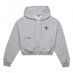 MITCHELL & NESS WOMENS OAKLAND RAIDERS CROP TRIANGLE FULL-ZIP HOODIE