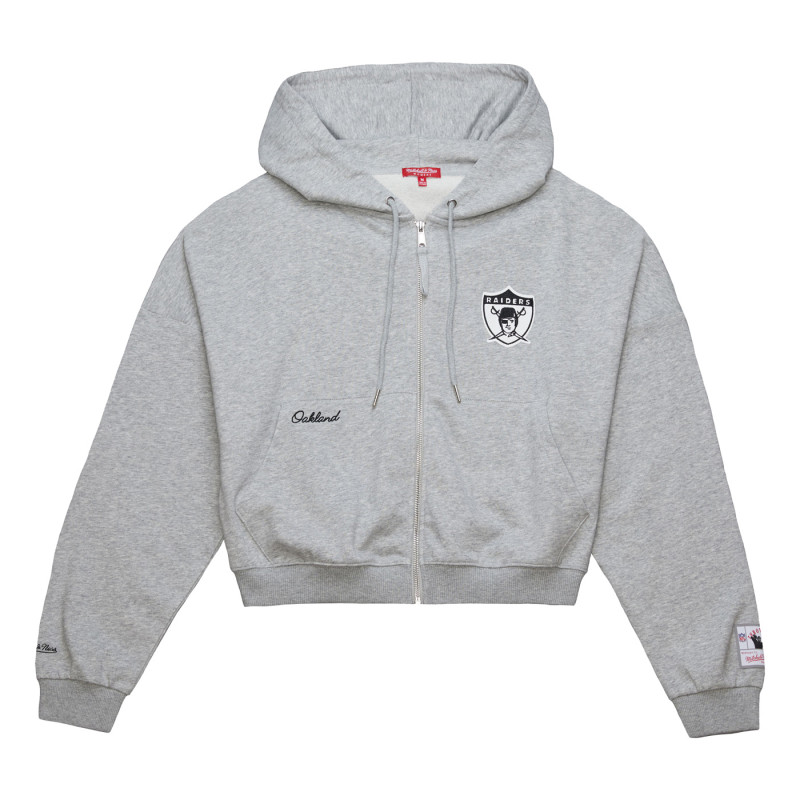 Mitchell & Ness Womens Oakland Raiders Crop Triangle Full-Zip Hoodie | Official Oakland Raiders Hoodie Sale