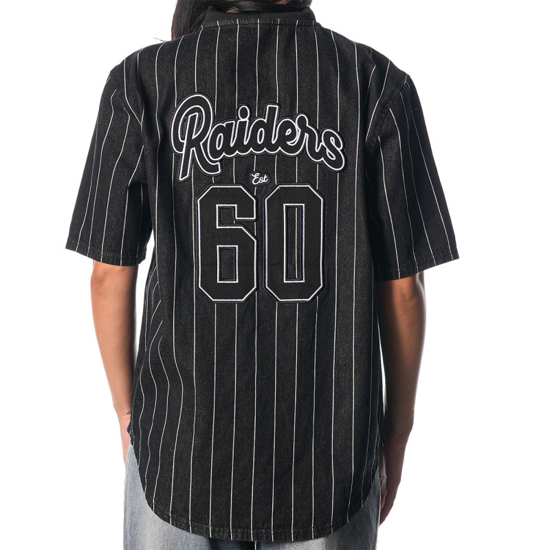 RAIDERS UNISEX ZIP UP PINSTRIPE DENIM TOP