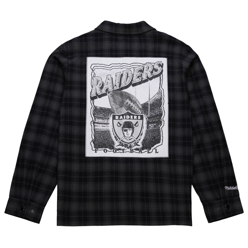 MITCHELL & NESS RAIDERS PLAID LONG SLEEVE BUTTON UP