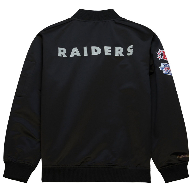 MITCHELL & NESS RAIDERS NFL LIGHTWEIGHT SATIN BOMBER JACKET