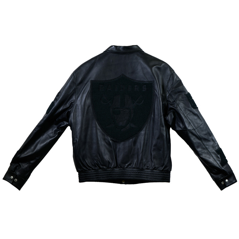 JEFF HAMILTON RAIDERS LAMBSKIN LEATHER TONAL JACKET