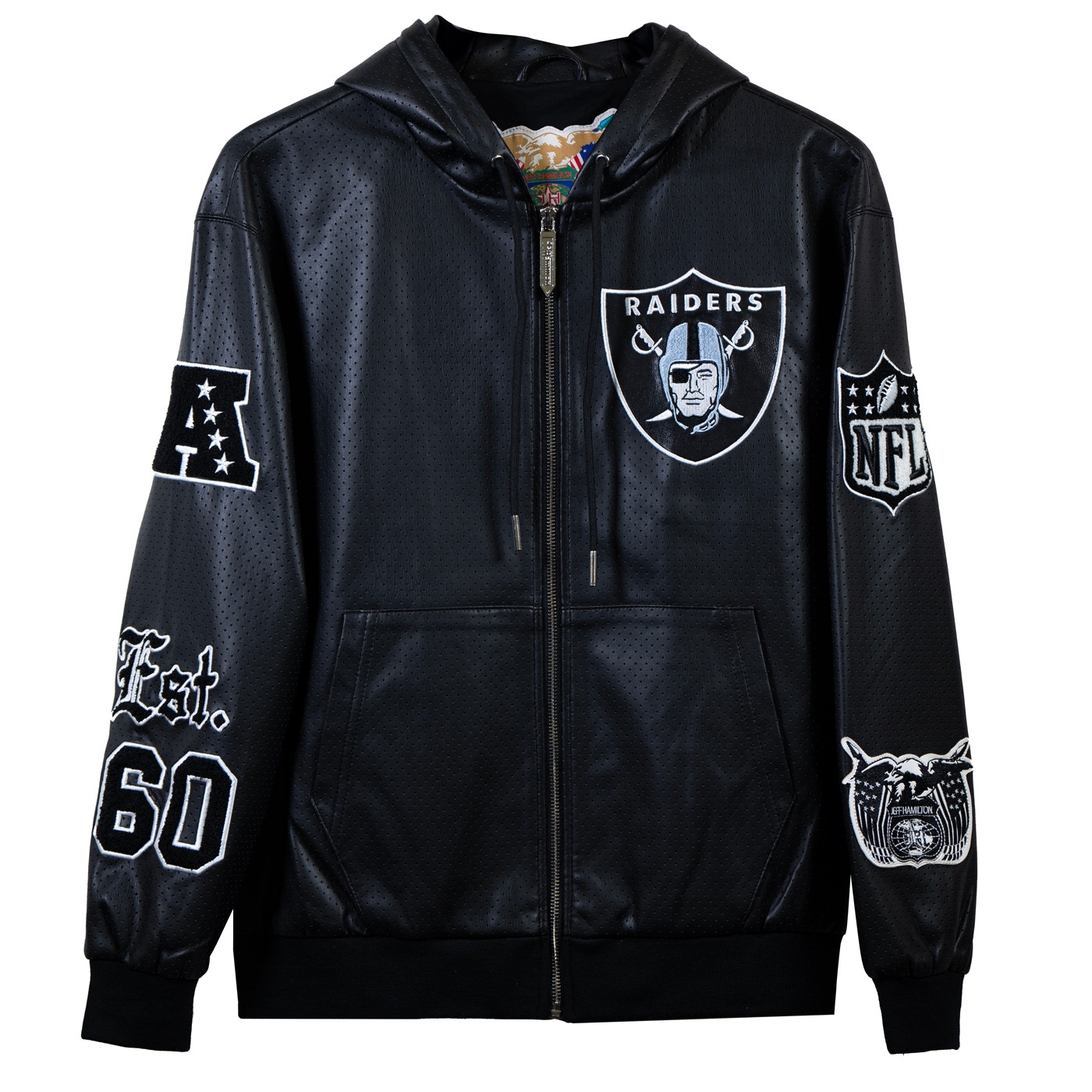 JEFF HAMILTON FULL ZIP VEGAN LEATHER JACKET