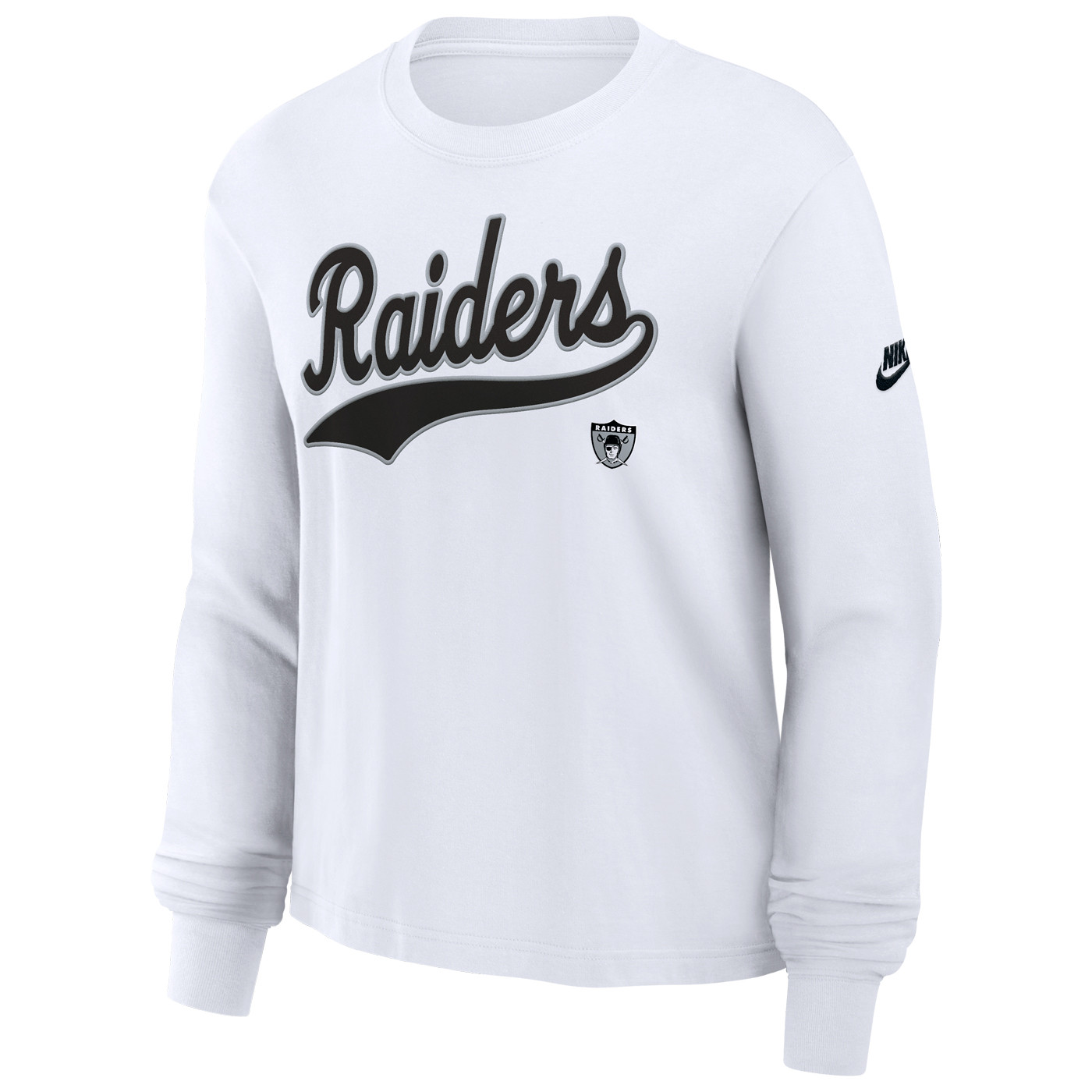 NIKE WOMENS RAIDERS REWIND ESSENTIAL BOXY LONG SLEEVE TEE