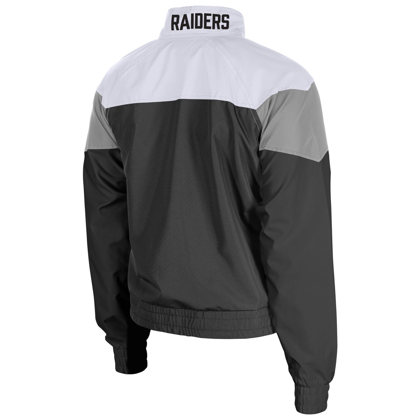 NEW ERA WOMENS RAIDERS LEISURE CROPPED FULL-ZIP WINDBREAKER JACKET