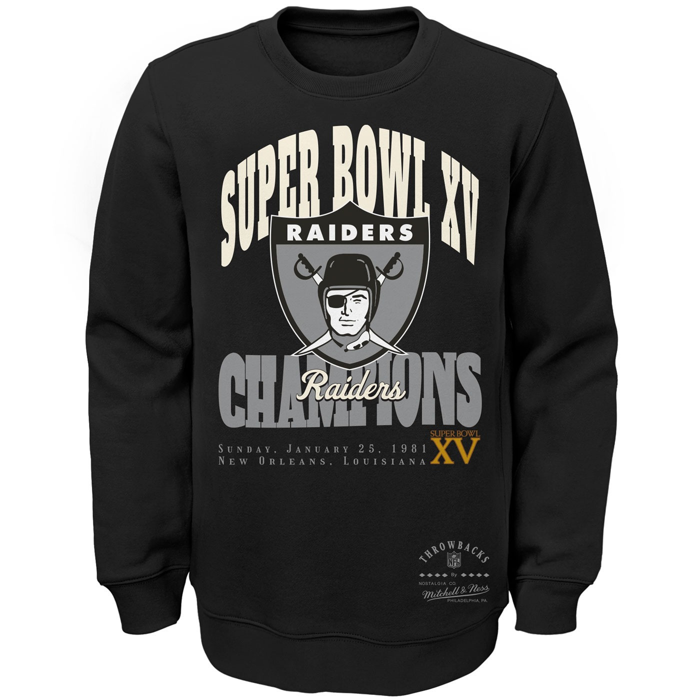 MITCHELL & NESS YOUTH RAIDERS SUPER BOWL XV CHAMPIONS CREWNECK 