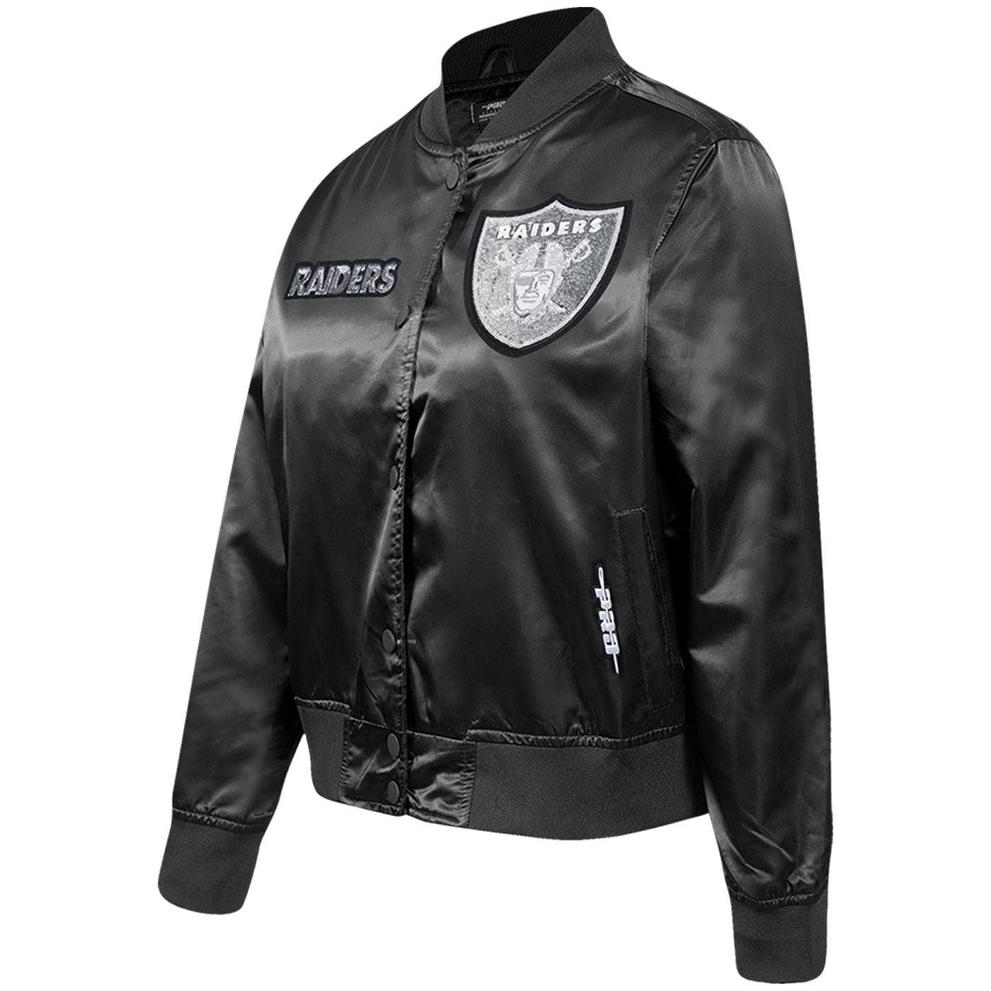 PRO STANDARD WOMENS RAIDERS SILVER CITY LIGHTS SATIN JACKET