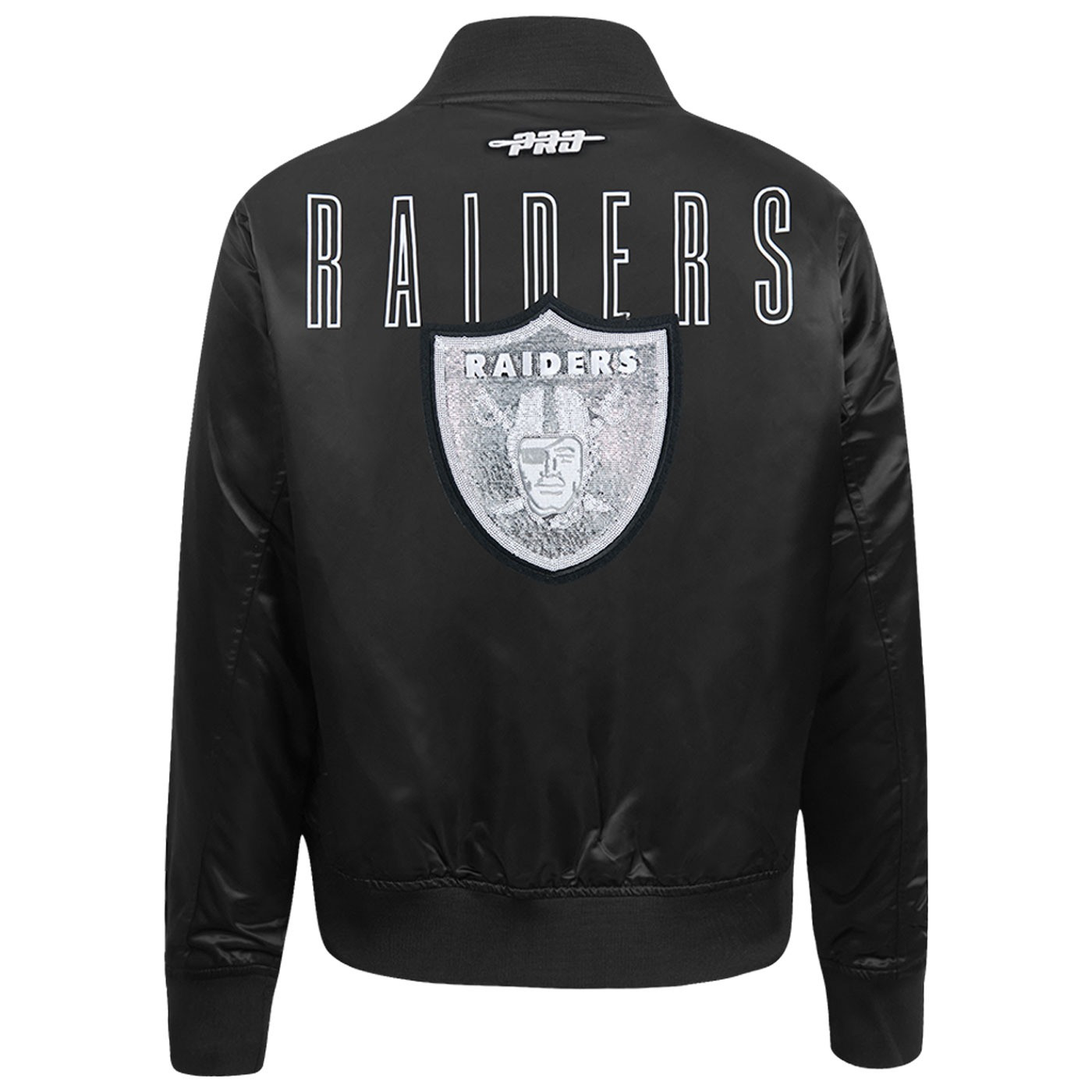 PRO STANDARD WOMENS RAIDERS SILVER CITY LIGHTS SATIN JACKET