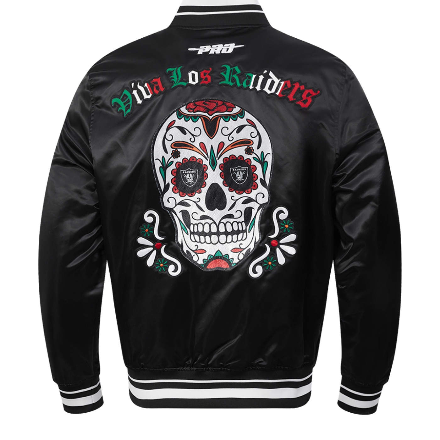 PRO STANDARD VIVA LOS RAIDERS SUGAR SKULL SATIN JACKET