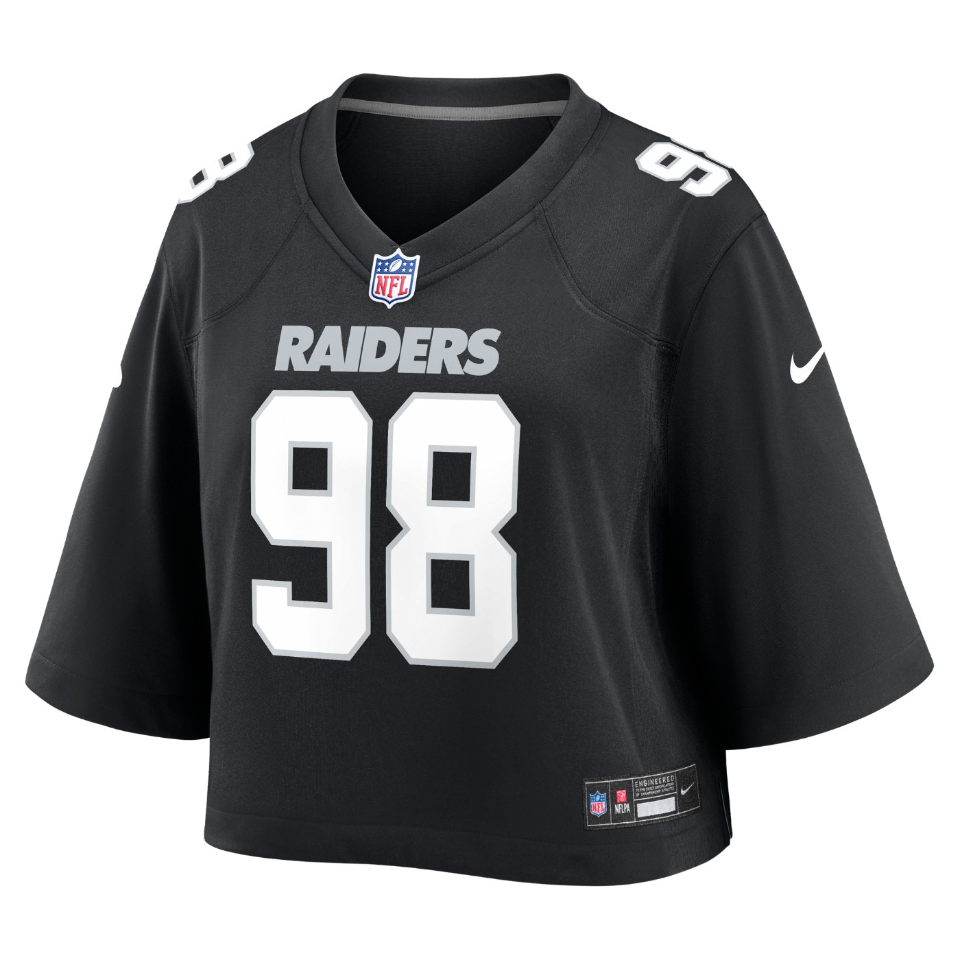 NIKE WOMENS RAIDERS MAXX CROSBY CROPPED GAME JERSEY