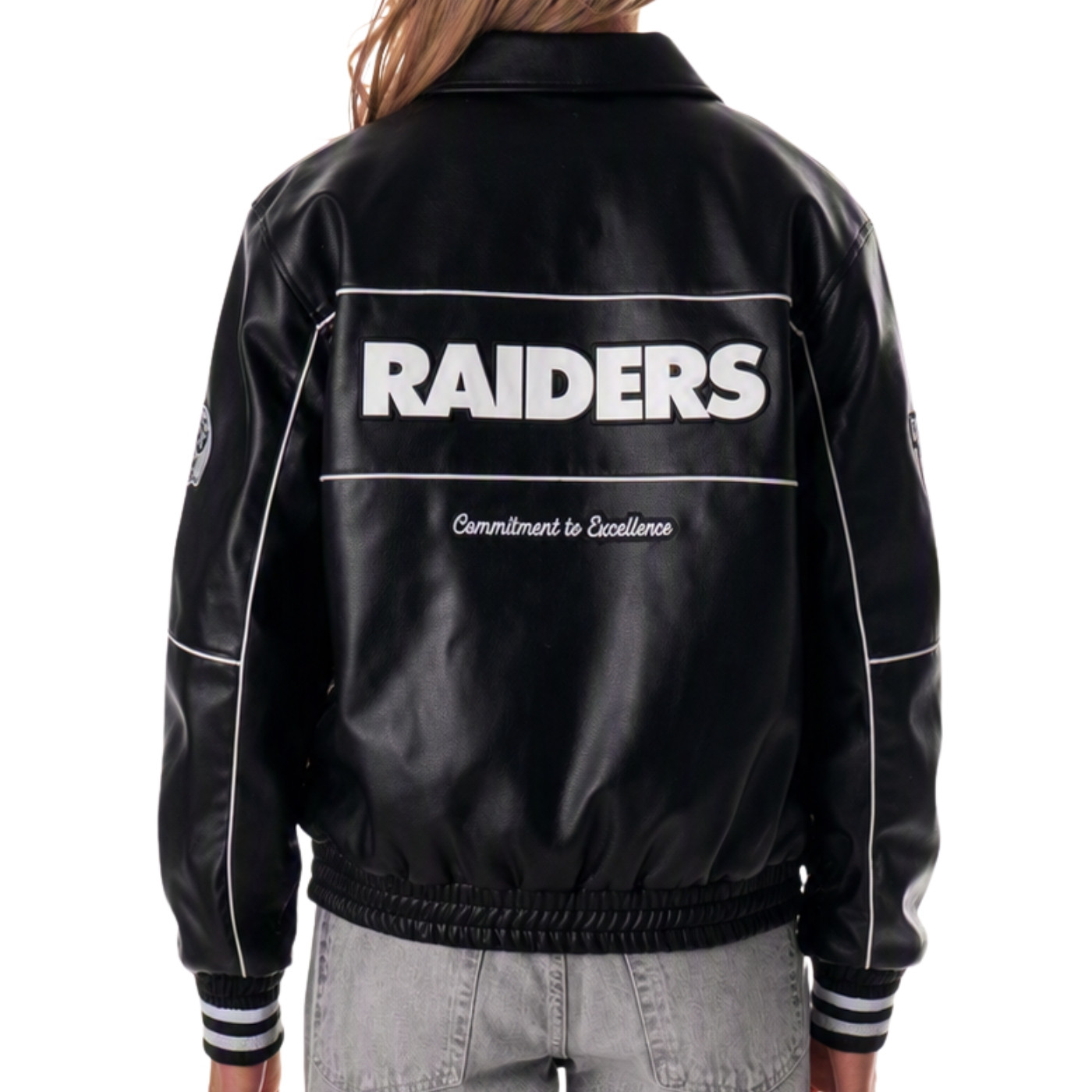 UNISEX RAIDERS FAUX LEATHER RACING JACKET