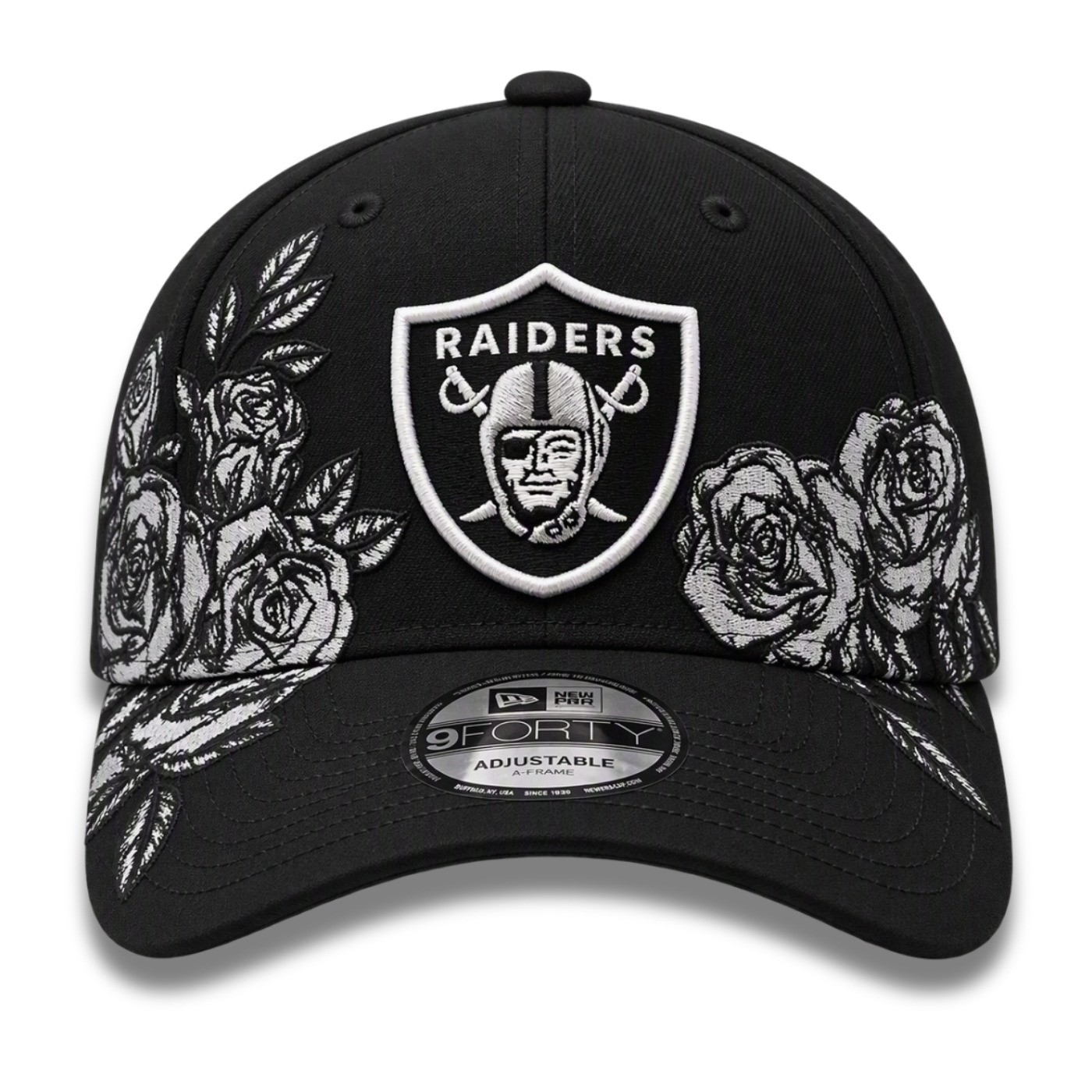 【新品】 NEW ERA Raiders キャップ 黒金刺繍 9FORTY NEW ERA RAIDERS 9FORTY SILVER AND BLACK ROSES SHIELD CAP