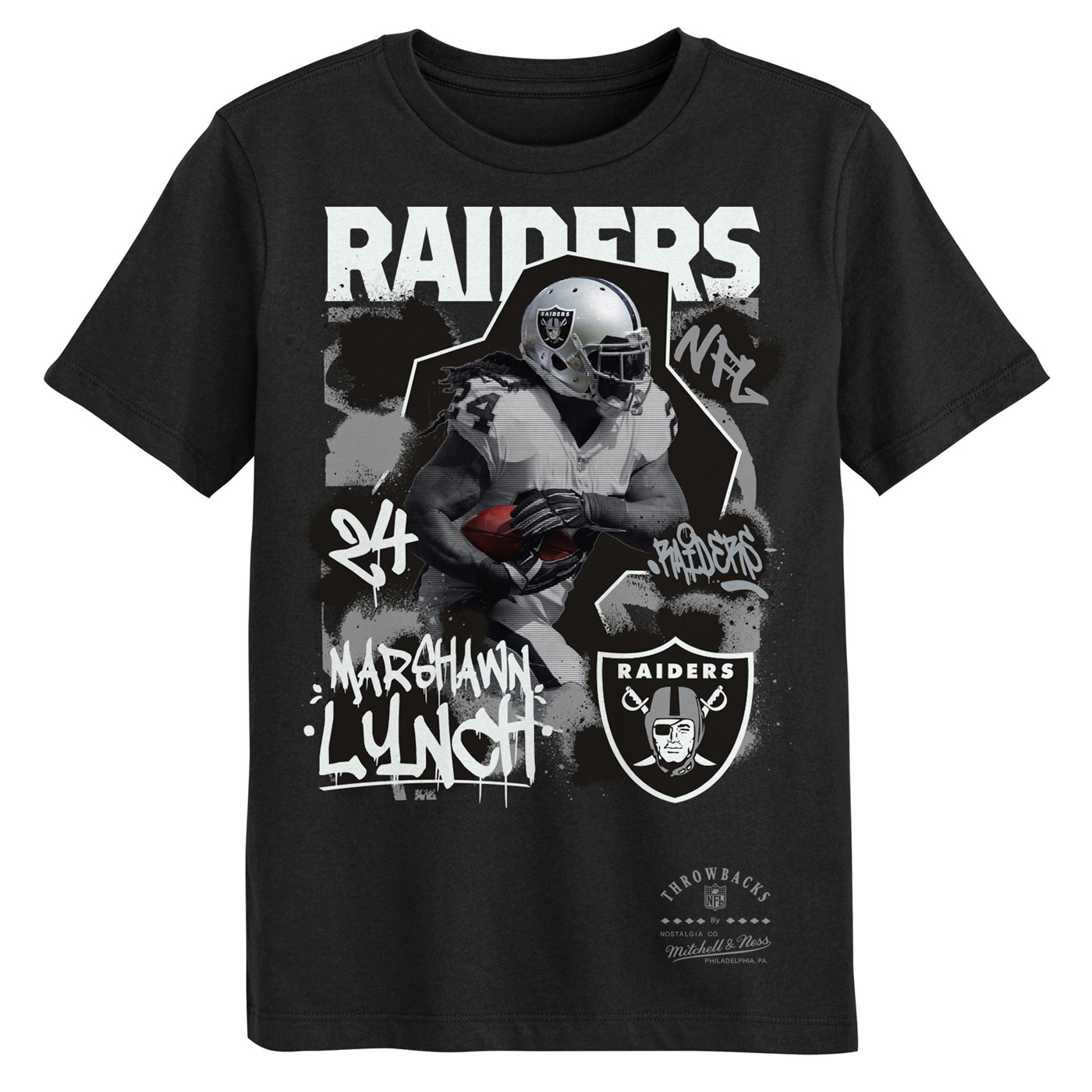 タグ付き　Mitchell & Ness RAIDERS 42番　ゲームシャツ MITCHELL & NESS JUVENILE OAKLAND RAIDERS MARSHAWN LYNCH STAR