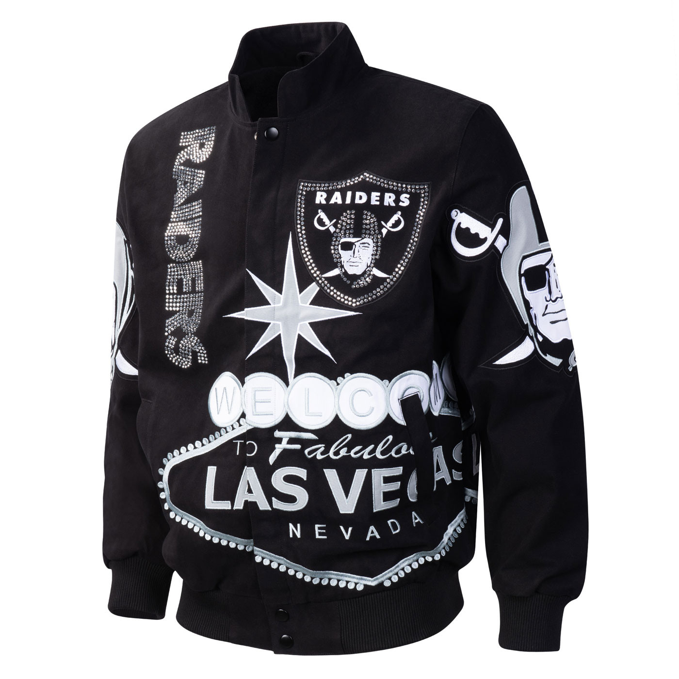 Las Vegas Raiders スタジャン 2020年モデル PIRATE SWAROVSKI CRYSTAL LAS VEGAS JACKET